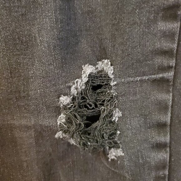 Maurices Distressed Button Fly Skinny Black Denim - Picture 9 of 11